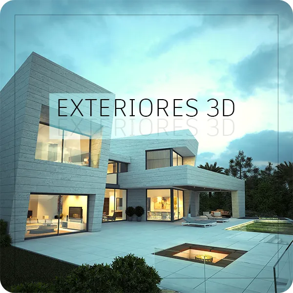 Exteriores 3D de arquitectura moderna
